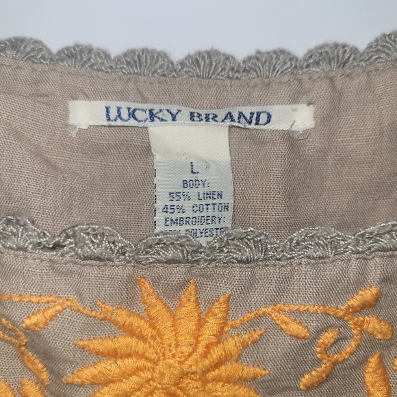 Lucky Brand Linen Blend Embroidered Boho Tank Dress L - Picture 5 of 7